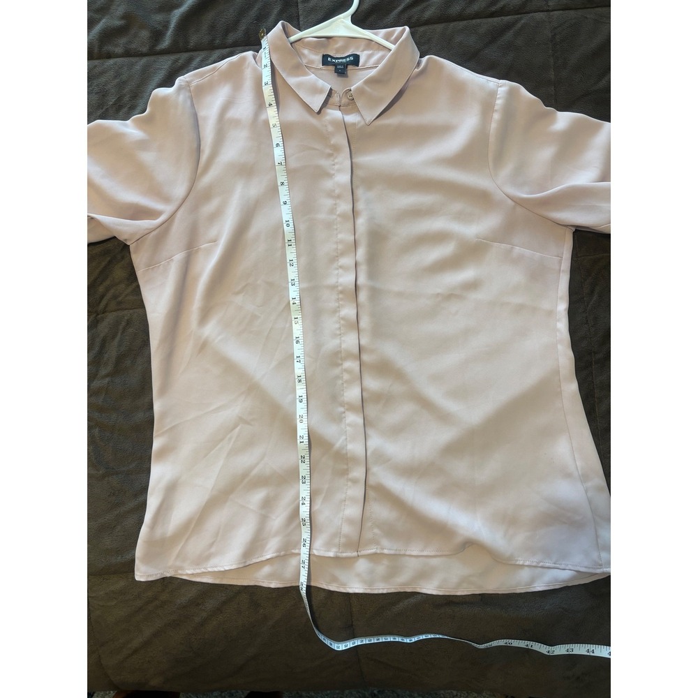 Express Portofino Shirt Womens Lg‎ Dusty Rose Pink Long Sleeve Button Up Blouse - Picture 6 of 6